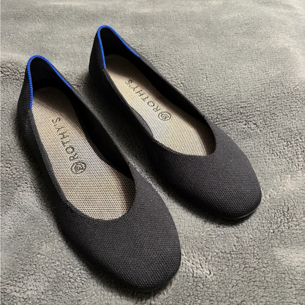 Rothy's Black square flats size 10
